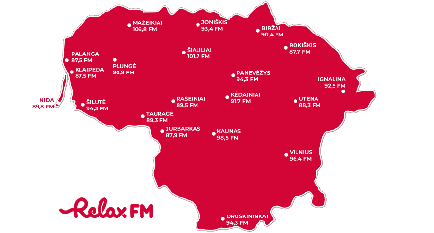 Relax FM FM dažniai Lietuvoje