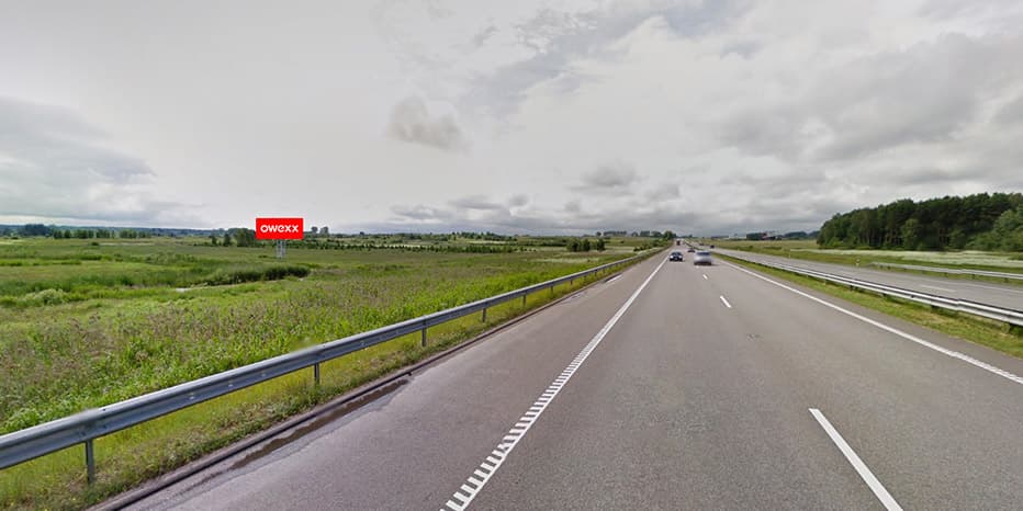 Reklamos stendas Vilnius - Kaunas, 53 km nuo Vilniaus, kairėje pusėje