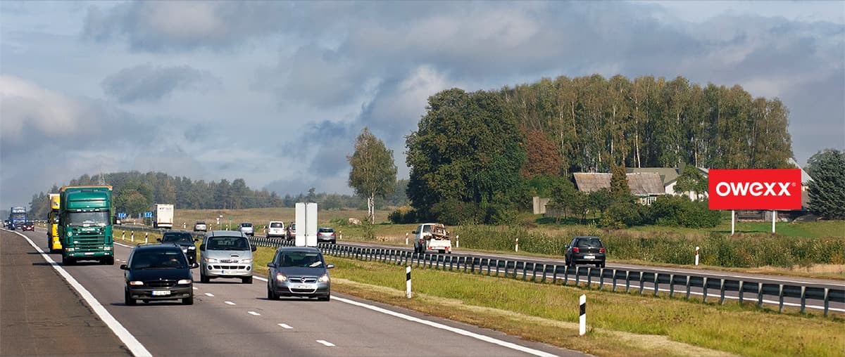 Reklamos stendas Automagistralė A2, Panevėžys - Vilnius, 3.5 km nuo Vilniaus (dešinėje pusėje)