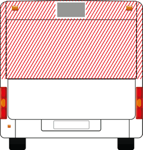 Reklama ant dalinės autobuso galinės dalies Alytuje